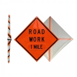 Roll Up Sign & Stand - 48 Inch Reflective Road Work 1 Mile Roll Up Traffic Sign